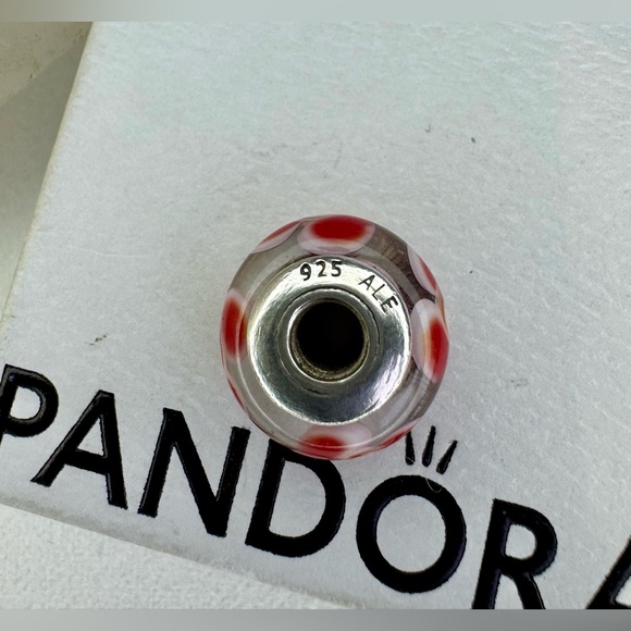 Authentic Pandora Retired Pink/Red Flowers For You Murano Glass Charm S925 Ale - Picture 9 of 14